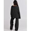 imageANRABESS Womens 2 Piece Outfits Oversized Knit Sweater Set Wide Leg Pant Cozy Lounge Matching Pajama Sets 2025 Trendy ClothesBlack