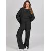 imageANRABESS Womens 2 Piece Outfits Oversized Knit Sweater Set Wide Leg Pant Cozy Lounge Matching Pajama Sets 2025 Trendy ClothesBlack