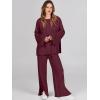 imageANRABESS Womens 2 Piece Outfits Oversized Knit Sweater Set Wide Leg Pant Cozy Lounge Matching Pajama Sets 2025 Trendy ClothesBurgundy