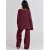imageANRABESS Womens 2 Piece Outfits Oversized Knit Sweater Set Wide Leg Pant Cozy Lounge Matching Pajama Sets 2025 Trendy ClothesBurgundy