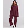 imageANRABESS Womens 2 Piece Outfits Oversized Knit Sweater Set Wide Leg Pant Cozy Lounge Matching Pajama Sets 2025 Trendy ClothesBurgundy