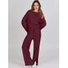 imageANRABESS Womens 2 Piece Outfits Oversized Knit Sweater Set Wide Leg Pant Cozy Lounge Matching Pajama Sets 2025 Trendy ClothesBurgundy