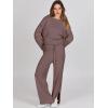 imageANRABESS Womens 2 Piece Outfits Oversized Knit Sweater Set Wide Leg Pant Cozy Lounge Matching Pajama Sets 2025 Trendy ClothesCoffee