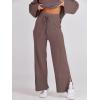imageANRABESS Womens 2 Piece Outfits Oversized Knit Sweater Set Wide Leg Pant Cozy Lounge Matching Pajama Sets 2025 Trendy ClothesCoffee