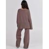 imageANRABESS Womens 2 Piece Outfits Oversized Knit Sweater Set Wide Leg Pant Cozy Lounge Matching Pajama Sets 2025 Trendy ClothesCoffee