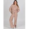 imageANRABESS Womens 2 Piece Outfits Oversized Knit Sweater Set Wide Leg Pant Cozy Lounge Matching Pajama Sets 2025 Trendy ClothesDeep Apricot