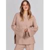 imageANRABESS Womens 2 Piece Outfits Oversized Knit Sweater Set Wide Leg Pant Cozy Lounge Matching Pajama Sets 2025 Trendy ClothesDeep Apricot
