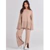 imageANRABESS Womens 2 Piece Outfits Oversized Knit Sweater Set Wide Leg Pant Cozy Lounge Matching Pajama Sets 2025 Trendy ClothesDeep Apricot