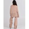 imageANRABESS Womens 2 Piece Outfits Oversized Knit Sweater Set Wide Leg Pant Cozy Lounge Matching Pajama Sets 2025 Trendy ClothesDeep Apricot