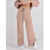 imageANRABESS Womens 2 Piece Outfits Oversized Knit Sweater Set Wide Leg Pant Cozy Lounge Matching Pajama Sets 2025 Trendy ClothesDeep Apricot