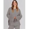 imageANRABESS Womens 2 Piece Outfits Oversized Knit Sweater Set Wide Leg Pant Cozy Lounge Matching Pajama Sets 2025 Trendy ClothesDeep Grey