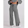 imageANRABESS Womens 2 Piece Outfits Oversized Knit Sweater Set Wide Leg Pant Cozy Lounge Matching Pajama Sets 2025 Trendy ClothesGray