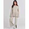 imageANRABESS Womens 2 Piece Outfits Oversized Knit Sweater Set Wide Leg Pant Cozy Lounge Matching Pajama Sets 2025 Trendy ClothesGrey Apricot