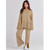 imageANRABESS Womens 2 Piece Outfits Oversized Knit Sweater Set Wide Leg Pant Cozy Lounge Matching Pajama Sets 2025 Trendy ClothesKhaki