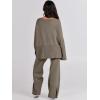 imageANRABESS Womens 2 Piece Outfits Oversized Knit Sweater Set Wide Leg Pant Cozy Lounge Matching Pajama Sets 2025 Trendy ClothesKhaki Green