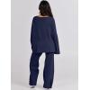 imageANRABESS Womens 2 Piece Outfits Oversized Knit Sweater Set Wide Leg Pant Cozy Lounge Matching Pajama Sets 2025 Trendy ClothesNavy Blue