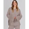 imageANRABESS Womens 2 Piece Outfits Oversized Knit Sweater Set Wide Leg Pant Cozy Lounge Matching Pajama Sets 2025 Trendy ClothesRed Apricot