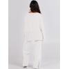 imageANRABESS Womens 2 Piece Outfits Oversized Knit Sweater Set Wide Leg Pant Cozy Lounge Matching Pajama Sets 2025 Trendy ClothesWhite