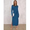 imageANRABESS Womens 2025 Fall Long Sleeve Maxi Dress Crewneck Tie Waist Slit Casual Work Long T Shirt Dresses Trendy OutfitsCyan