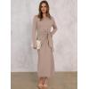 imageANRABESS Womens 2025 Fall Long Sleeve Maxi Dress Crewneck Tie Waist Slit Casual Work Long T Shirt Dresses Trendy OutfitsKhaki