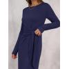 imageANRABESS Womens 2025 Fall Long Sleeve Maxi Dress Crewneck Tie Waist Slit Casual Work Long T Shirt Dresses Trendy OutfitsNavy Blue