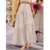 imageANRABESS Womens Boho Elastic High Waist Pleated ALine Flowy Swing Asymmetric Tiered Maxi Long Skirt Dress with PocketsApricort