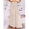 imageANRABESS Womens Boho Elastic High Waist Pleated ALine Flowy Swing Asymmetric Tiered Maxi Long Skirt Dress with PocketsApricort