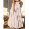 imageANRABESS Womens Boho Elastic High Waist Pleated ALine Flowy Swing Asymmetric Tiered Maxi Long Skirt Dress with PocketsApricort