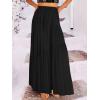 imageANRABESS Womens Boho Elastic High Waist Pleated ALine Flowy Swing Asymmetric Tiered Maxi Long Skirt Dress with PocketsBlack