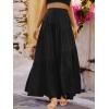 imageANRABESS Womens Boho Elastic High Waist Pleated ALine Flowy Swing Asymmetric Tiered Maxi Long Skirt Dress with PocketsBlack