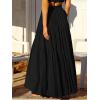imageANRABESS Womens Boho Elastic High Waist Pleated ALine Flowy Swing Asymmetric Tiered Maxi Long Skirt Dress with PocketsBlack