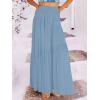 imageANRABESS Womens Boho Elastic High Waist Pleated ALine Flowy Swing Asymmetric Tiered Maxi Long Skirt Dress with PocketsBlue
