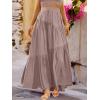 imageANRABESS Womens Boho Elastic High Waist Pleated ALine Flowy Swing Asymmetric Tiered Maxi Long Skirt Dress with PocketsBrown