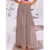 imageANRABESS Womens Boho Elastic High Waist Pleated ALine Flowy Swing Asymmetric Tiered Maxi Long Skirt Dress with PocketsBrown