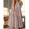 imageANRABESS Womens Boho Elastic High Waist Pleated ALine Flowy Swing Asymmetric Tiered Maxi Long Skirt Dress with PocketsBrown