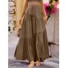 imageANRABESS Womens Boho Elastic High Waist Pleated ALine Flowy Swing Asymmetric Tiered Maxi Long Skirt Dress with PocketsCoffee