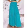 imageANRABESS Womens Boho Elastic High Waist Pleated ALine Flowy Swing Asymmetric Tiered Maxi Long Skirt Dress with PocketsCyan