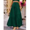 imageANRABESS Womens Boho Elastic High Waist Pleated ALine Flowy Swing Asymmetric Tiered Maxi Long Skirt Dress with PocketsDeep Green