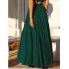 imageANRABESS Womens Boho Elastic High Waist Pleated ALine Flowy Swing Asymmetric Tiered Maxi Long Skirt Dress with PocketsDeep Green