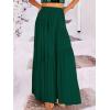 imageANRABESS Womens Boho Elastic High Waist Pleated ALine Flowy Swing Asymmetric Tiered Maxi Long Skirt Dress with PocketsDeep Green