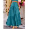imageANRABESS Womens Boho Elastic High Waist Pleated ALine Flowy Swing Asymmetric Tiered Maxi Long Skirt Dress with PocketsLake