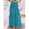 imageANRABESS Womens Boho Elastic High Waist Pleated ALine Flowy Swing Asymmetric Tiered Maxi Long Skirt Dress with PocketsLake