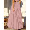 imageANRABESS Womens Boho Elastic High Waist Pleated ALine Flowy Swing Asymmetric Tiered Maxi Long Skirt Dress with PocketsPink
