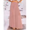 imageANRABESS Womens Boho Elastic High Waist Pleated ALine Flowy Swing Asymmetric Tiered Maxi Long Skirt Dress with PocketsPink