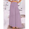 imageANRABESS Womens Boho Elastic High Waist Pleated ALine Flowy Swing Asymmetric Tiered Maxi Long Skirt Dress with PocketsPurple