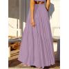 imageANRABESS Womens Boho Elastic High Waist Pleated ALine Flowy Swing Asymmetric Tiered Maxi Long Skirt Dress with PocketsPurple