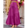 imageANRABESS Womens Boho Elastic High Waist Pleated ALine Flowy Swing Asymmetric Tiered Maxi Long Skirt Dress with PocketsRose