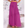 imageANRABESS Womens Boho Elastic High Waist Pleated ALine Flowy Swing Asymmetric Tiered Maxi Long Skirt Dress with PocketsRose