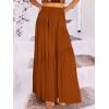 imageANRABESS Womens Boho Elastic High Waist Pleated ALine Flowy Swing Asymmetric Tiered Maxi Long Skirt Dress with PocketsRust