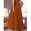 imageANRABESS Womens Boho Elastic High Waist Pleated ALine Flowy Swing Asymmetric Tiered Maxi Long Skirt Dress with PocketsRust